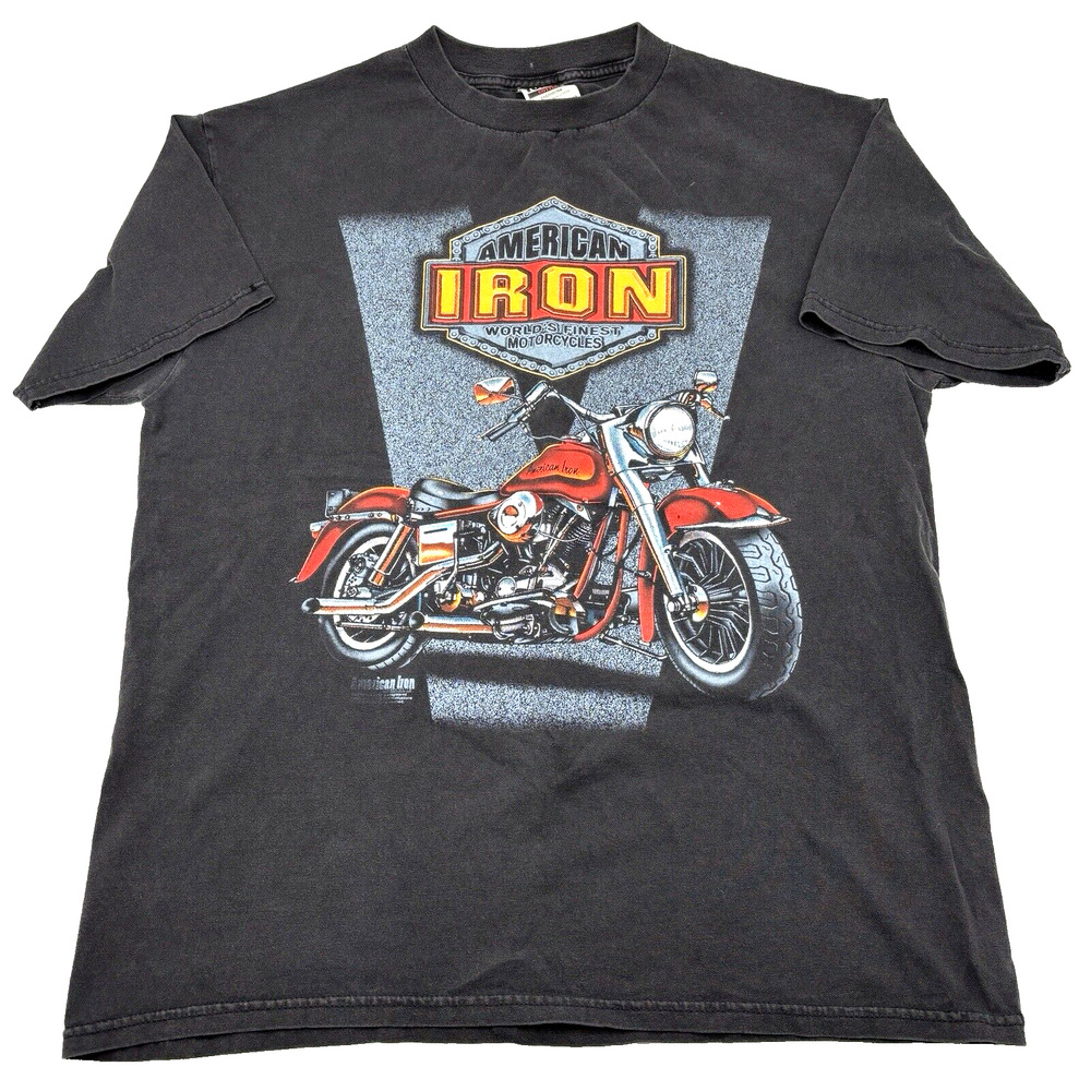 Vintage 90s American Iron Worlds Finest Motorcycles Graphic Print T-shirt Size L